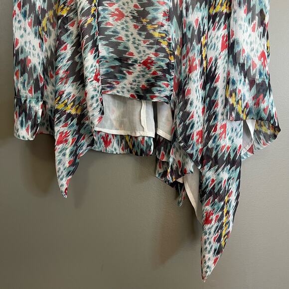 ISABEL MARANT ÉTOILE Enna Silk Chiffon Asymmetrical Dress Size XS White Black - Picture 9 of 16